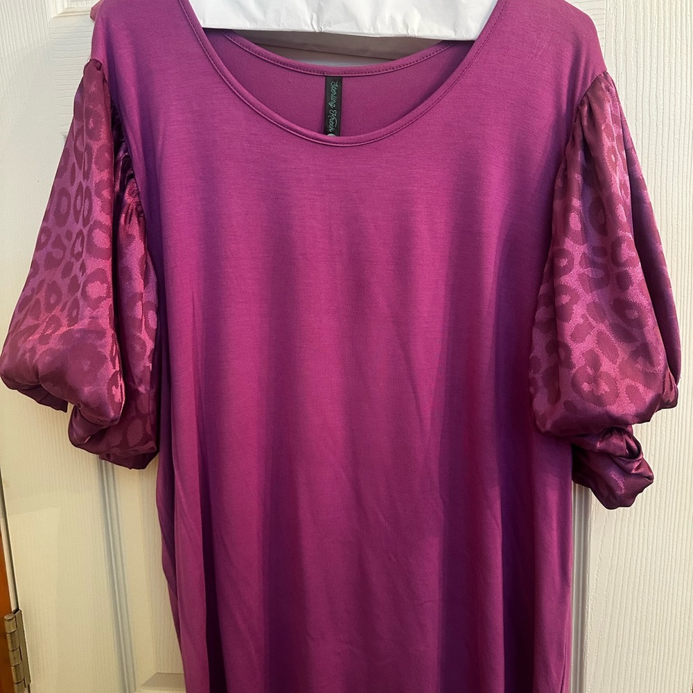 Sterling Kreek Magenta Puff Sleeve Tunic Top